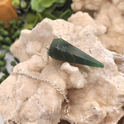 Jade Pendulum with Silver Plated Chain