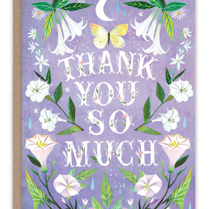 Thank You So Much Lavender Moonflowers Card