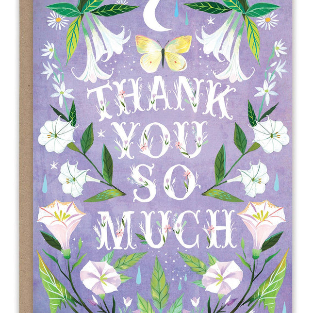 Thank You So Much Lavender Moonflowers Card