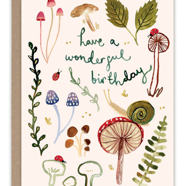 Mushrooms Wonderful Birthdav Card