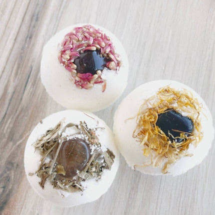 Smoky Quartz Bath Bomb with Dried Calendula