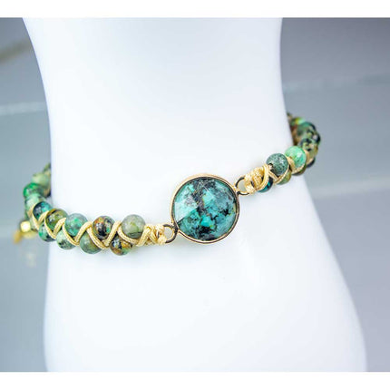 African Turquoise Weave Bracelet