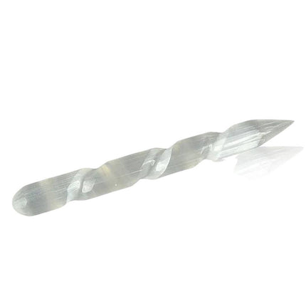 Selenite Massage Wands Pencil Shape with Spiral