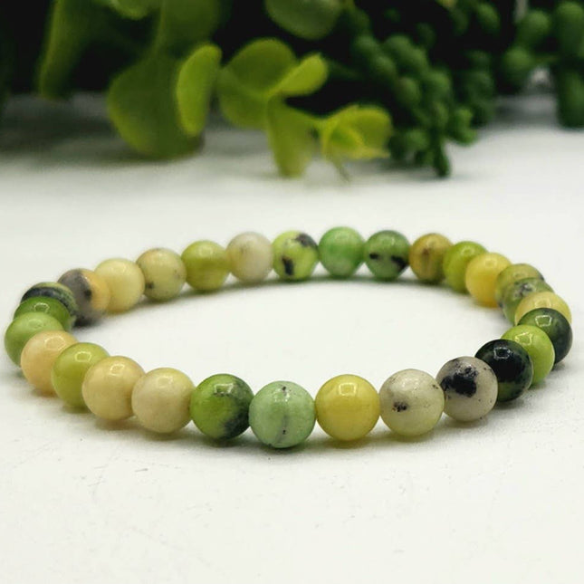Serpentine Stretchable Gemstone Bracelet 6mm Beads-7.5"L
