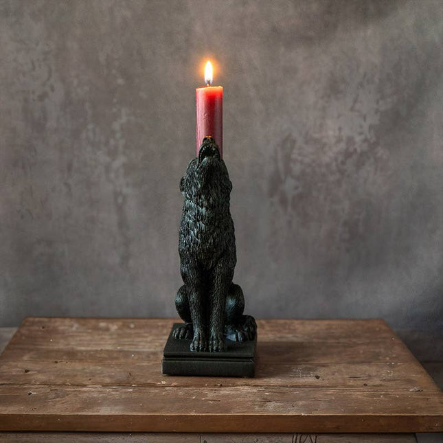 Howling Wolf Candleholder