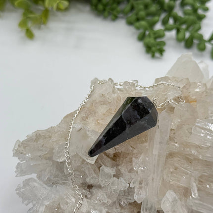 Indigo Gabbro Pendulum with Silver Plated Chain