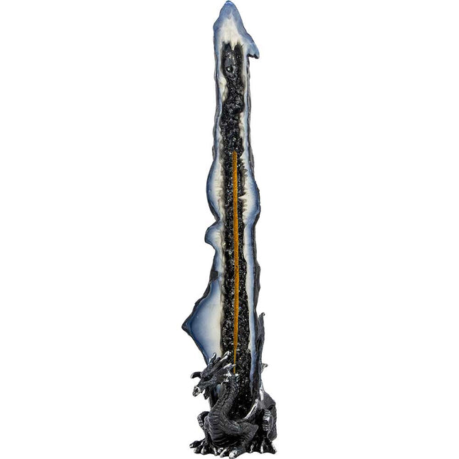Polyresin Incense Holder - Medieval Dragon & Geode Tower