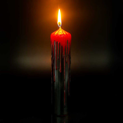 Dripping Pillar Candle - Black/Red