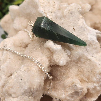 Jade Pendulum with Silver Plated Chain