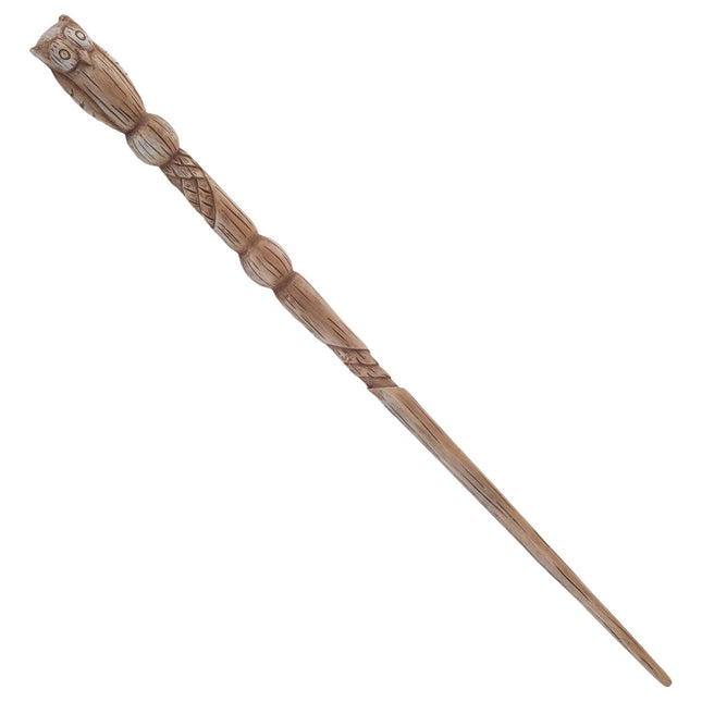 Wand - Handcrafted Woodgrain Brown Owl 13.75 Long
