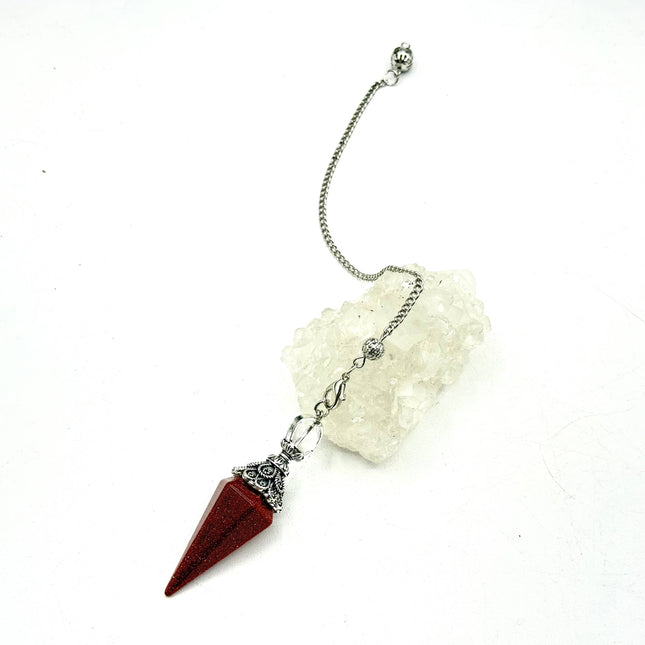 Goldstone Double Cap Pendulum with Silver Plate Chain