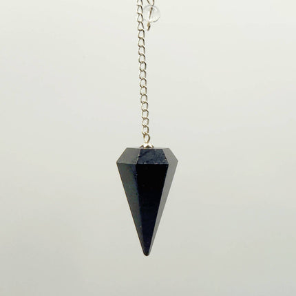 Black Tourmaline Pendulum Pendulum with Silver Plated Chain