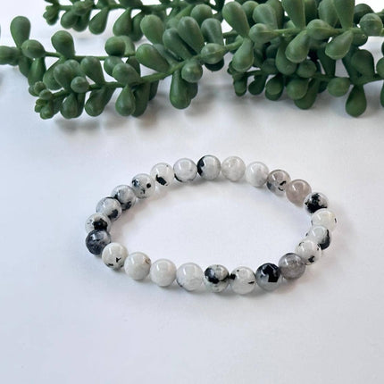 Rainbow Moonstone Stretchable Bracelet 8mm Beads 7.5"Long
