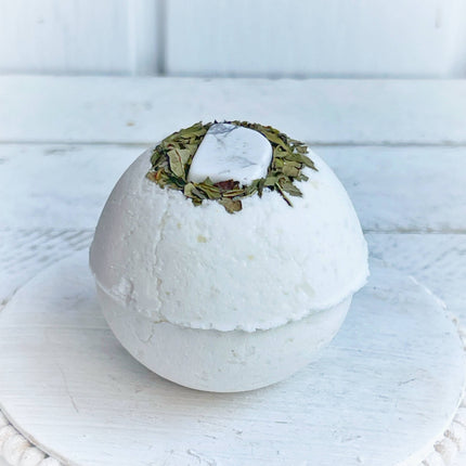 Howlite and Peppermint Bath Bombs with Hemp Seed Oil