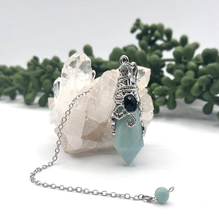 Amazonite 12 Faceted Antique Silver Detail Pendulum