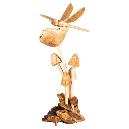 WOODEN MUSHROOMS WITH DRAGONFLY