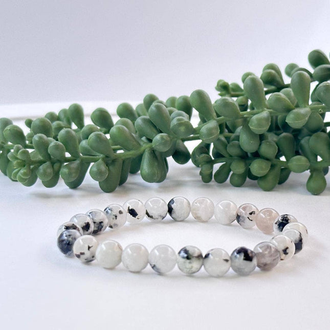 Rainbow Moonstone Stretchable Bracelet 8mm Beads 7.5"Long