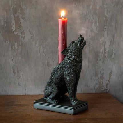 Howling Wolf Candleholder