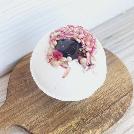 Smoky Quartz Bath Bomb with Dried Globe Amaranth