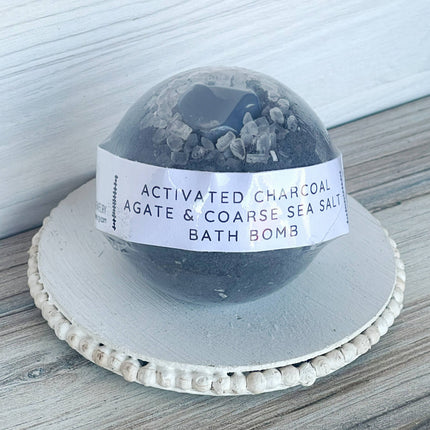 Activated Charcoal, Agate & Coarse Sea Salt Bath Bomb