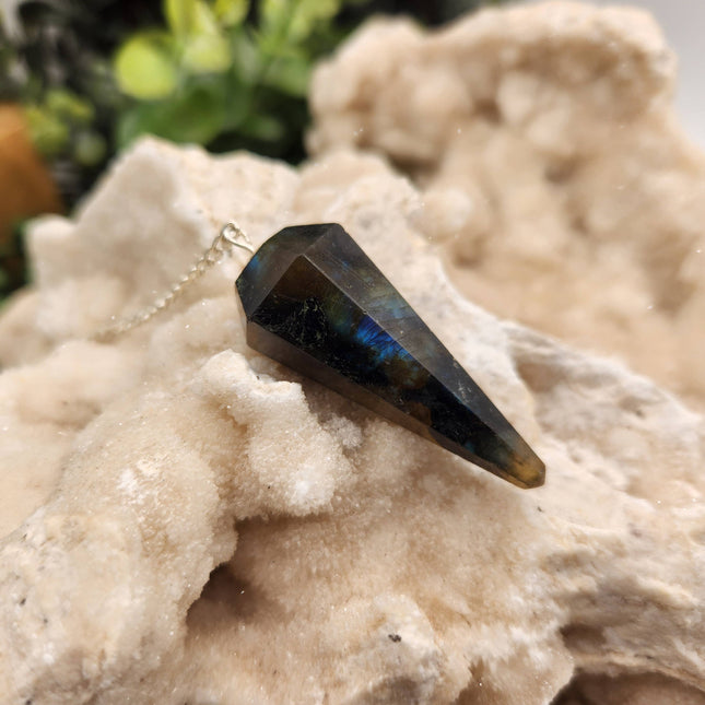 Labradorite Pendulum with Silver Plated Chain