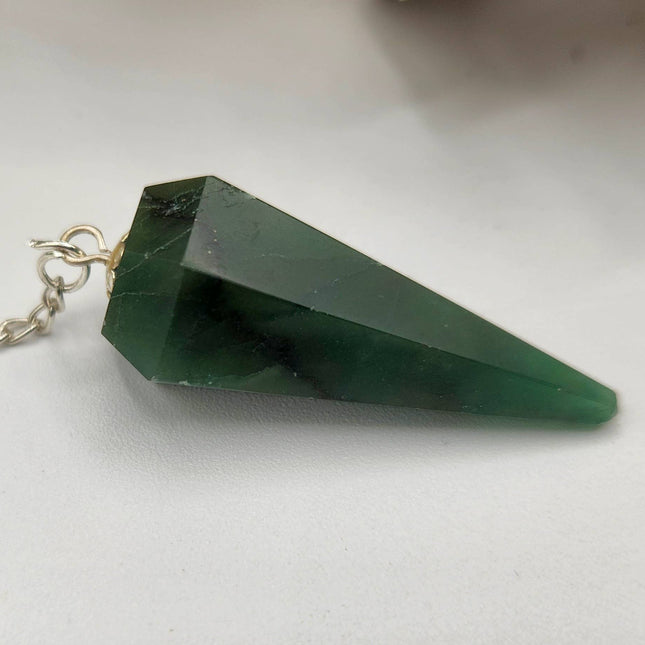 Jade Pendulum with Silver Plated Chain