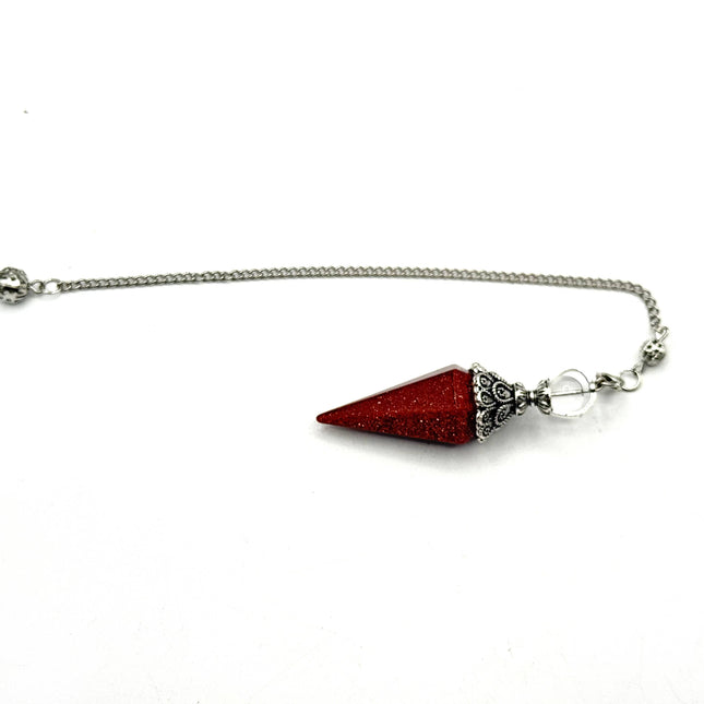 Goldstone Double Cap Pendulum with Silver Plate Chain