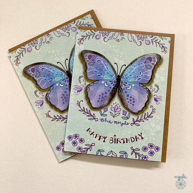 Happy Birthday Blue Morpho Butterfly Card