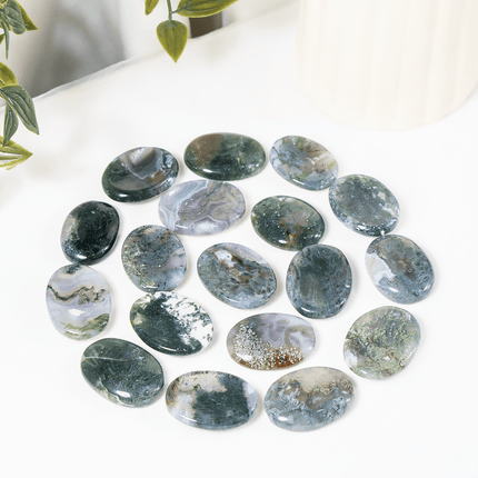 Moss Agate Worry Stones | Pocket Crystal | Thumb Stone