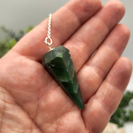 Jade Pendulum with Silver Plated Chain