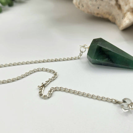 Jade Pendulum with Silver Plated Chain