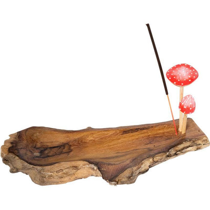 Two Mushroom Wood Incense Burner