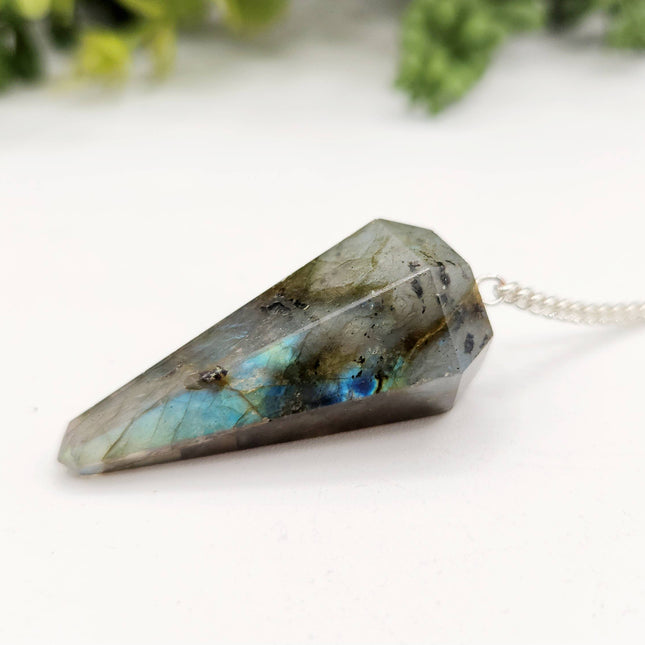 Labradorite Pendulum with Silver Plated Chain
