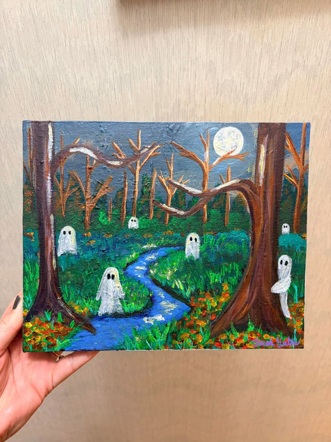 Painting "Spooky Ghost Forest" with Jessi