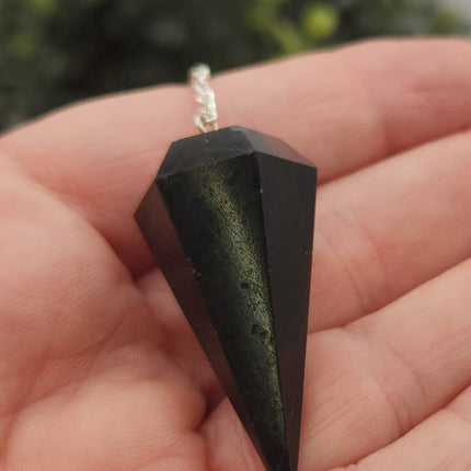 Black Tourmaline Pendulum Pendulum with Silver Plated Chain