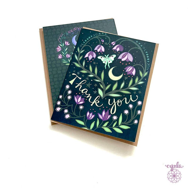 Thank you Luna Moth Flower Card