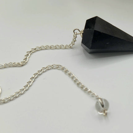Black Tourmaline Pendulum Pendulum with Silver Plated Chain