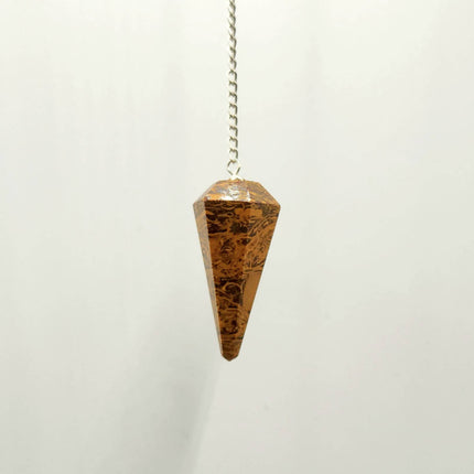 Calligraphy Jasper Pendulum with Silver Plated Chain