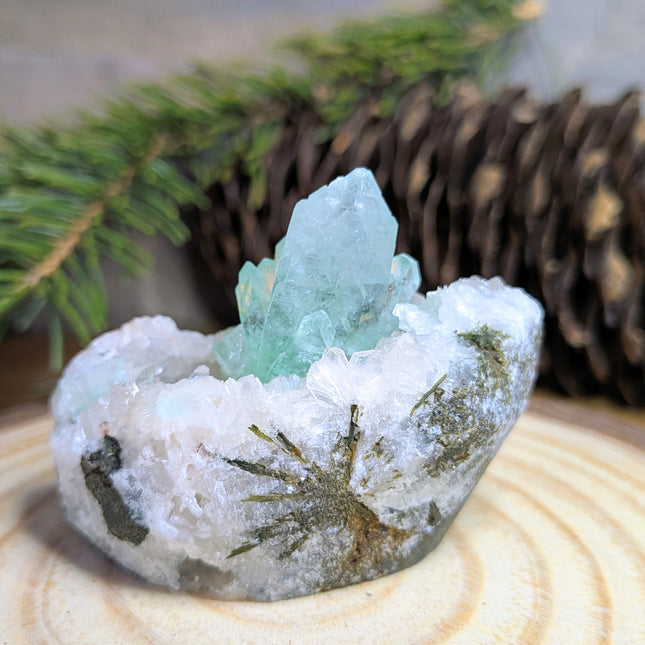 Apophyllite on Quartz
