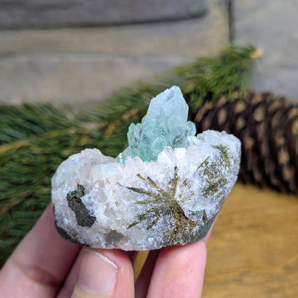 Apophyllite on Quartz