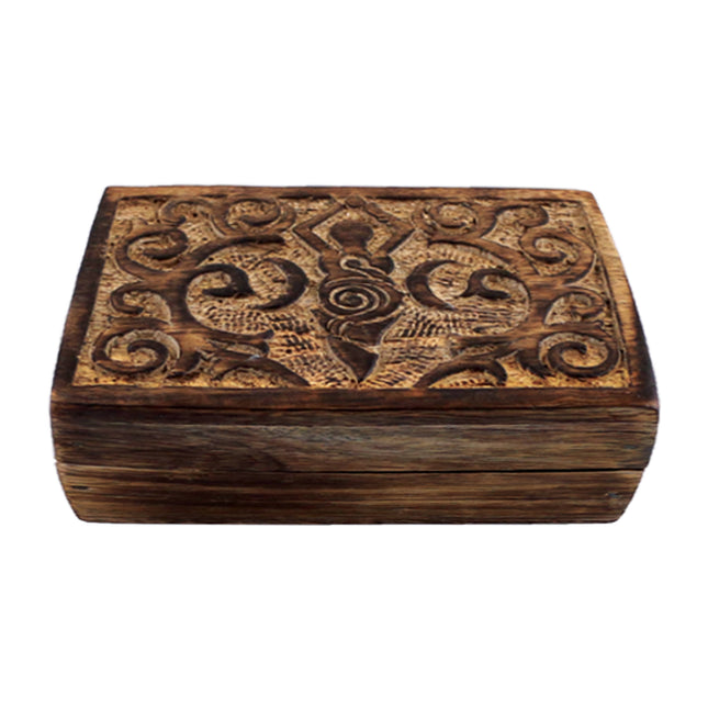 Earth Goddess Carved Wooden Box - (6 x 4 in.)