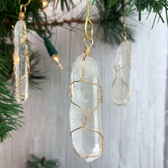 Clear Quartz Wire-Wrapped Ornament
