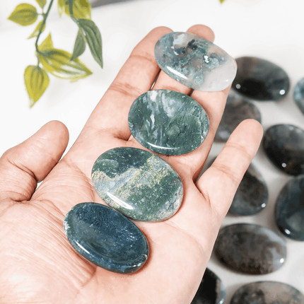 Moss Agate Worry Stones | Pocket Crystal | Thumb Stone