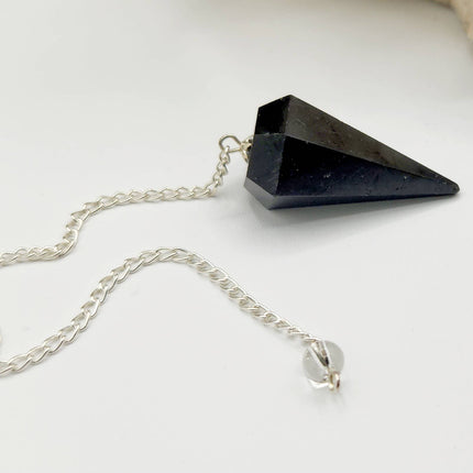 Black Tourmaline Pendulum Pendulum with Silver Plated Chain