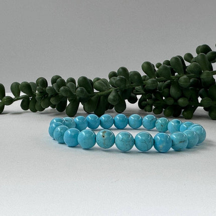 Turquoise Gemstone Stretchable Bracelet 8mm-7.5" Long