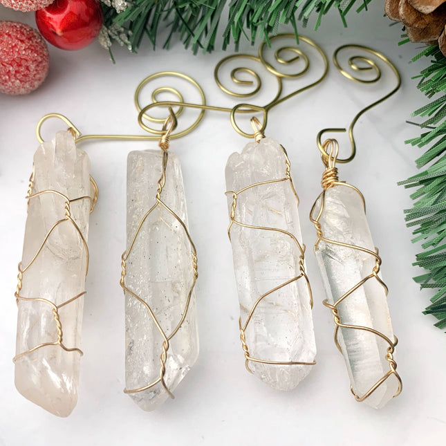 Clear Quartz Wire-Wrapped Ornament