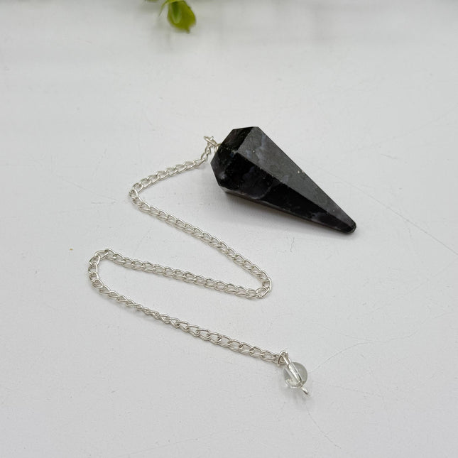 Indigo Gabbro Pendulum with Silver Plated Chain