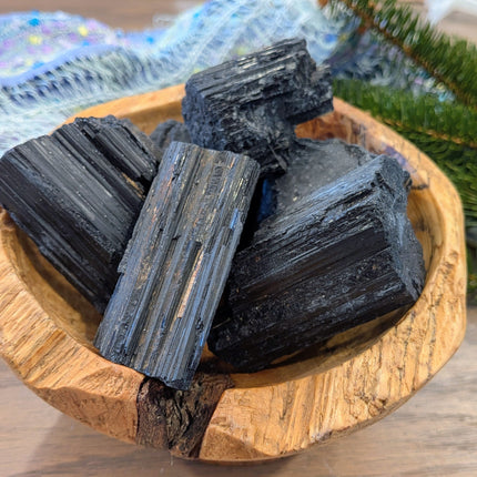 Black Black Tourmaline Rough Stones