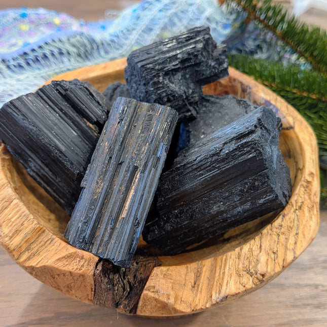 Black Black Tourmaline Rough Stones