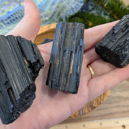 Black Black Tourmaline Rough Stones